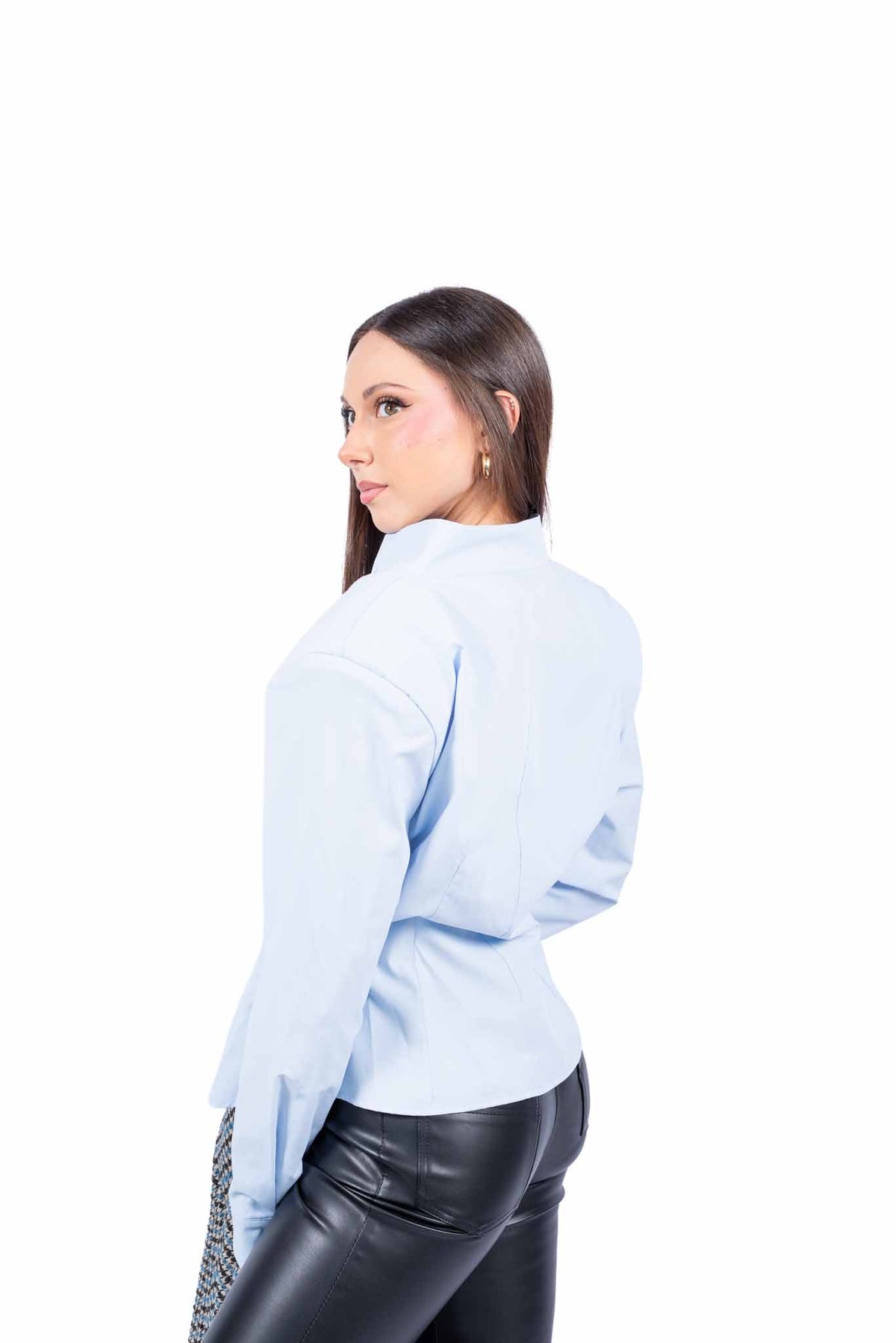 Camicia Asimmetrica Celeste donna Tensione in - 3