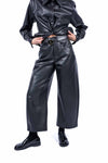 Pantaloni Sartoriali in Ecopelle Nera con Cintura donna Tensione in - 1