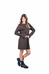 Abito Corto Marrone con Maxi Polsini donna Tensione in - 5