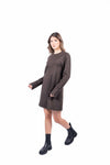 Abito Corto Marrone con Maxi Polsini donna Tensione in - 6