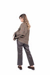 Blazer Oversize in Tweed Check Marrone con Applicazioni Jewel donna Tensione in - 3