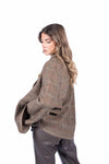 Blazer Oversize in Tweed Check Marrone con Applicazioni Jewel donna Tensione in - 4