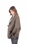 Blazer Oversize in Tweed Check Marrone con Applicazioni Jewel donna Tensione in - 5