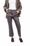 Pantaloni Straight Fit in Ecopelle Cioccolato donna Tensione in - 1