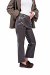 Pantaloni Straight Fit in Ecopelle Cioccolato donna Tensione in - 4