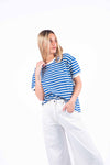 T-shirt a Righe Panna/Blu donna Tensione in - 1