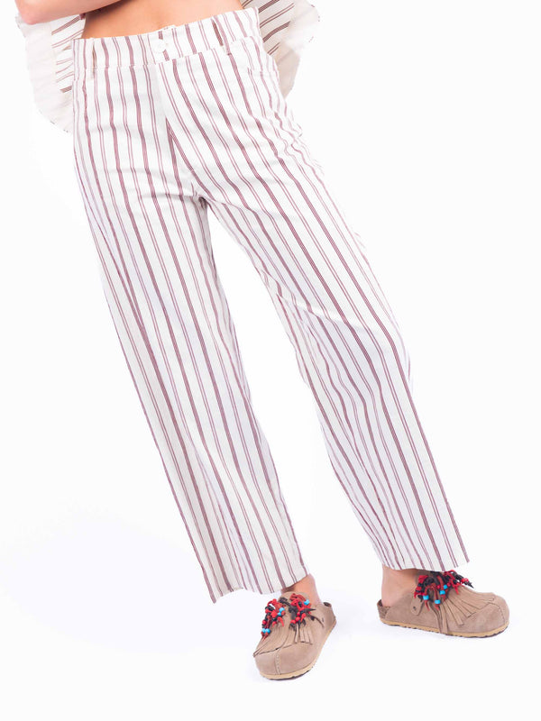 Pantaloni Rigati Panna da donna Tensione in