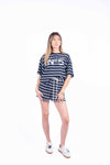 T-Shirt Boxy a Righe Blu/Bianco donna Tensione in - 2