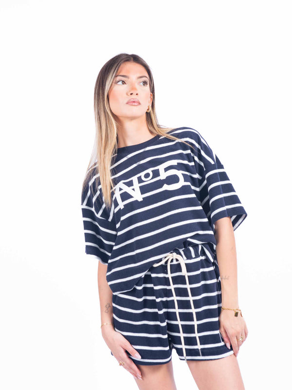 Shorts a Righe Blu/Bianco da donna Tensione in