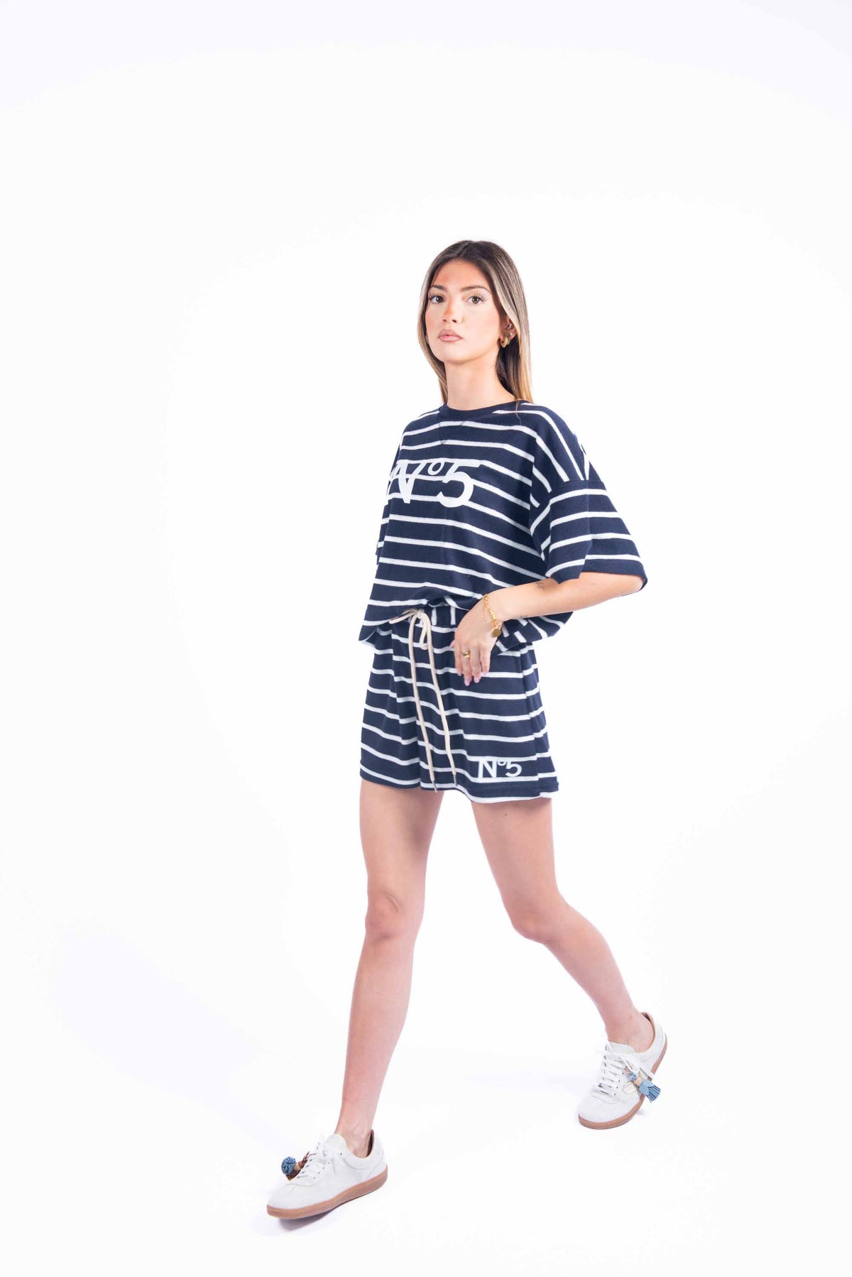 Shorts a Righe Blu/Bianco donna Tensione in - 4