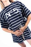T-Shirt Boxy a Righe Blu/Bianco donna Tensione in - 1