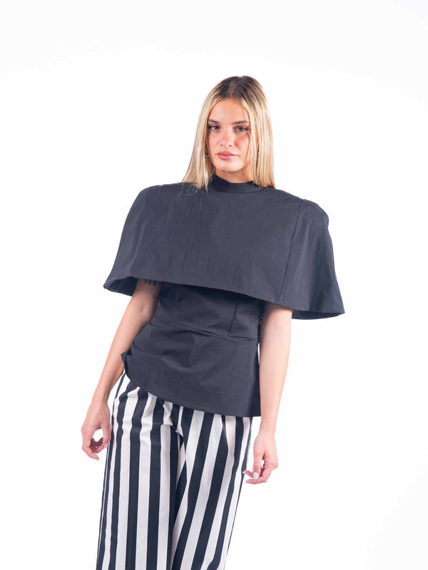 Top Volumetrico con Cappa Nero da donna Tensione in