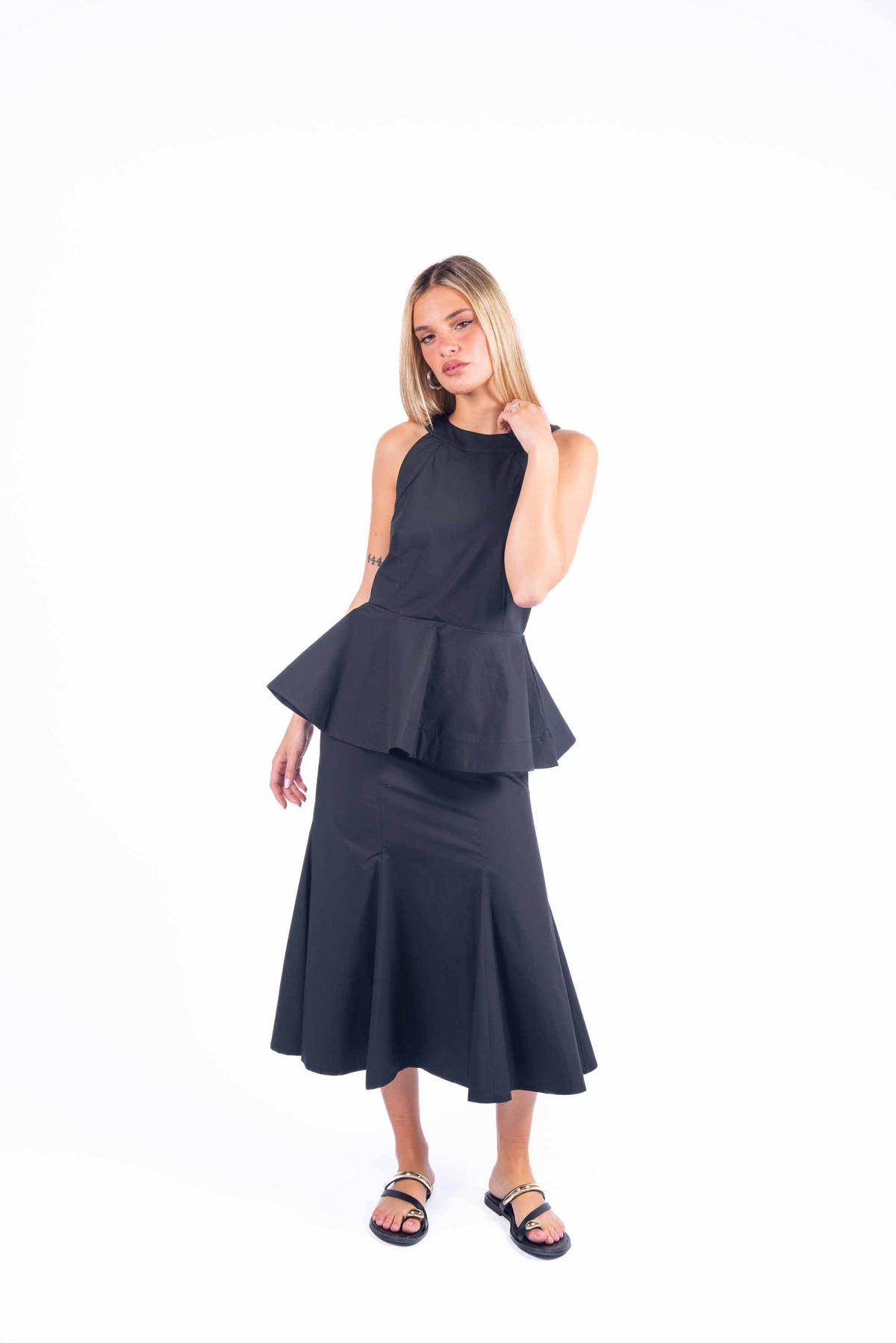 Top Peplo Halter Nero donna Tensione in - 2
