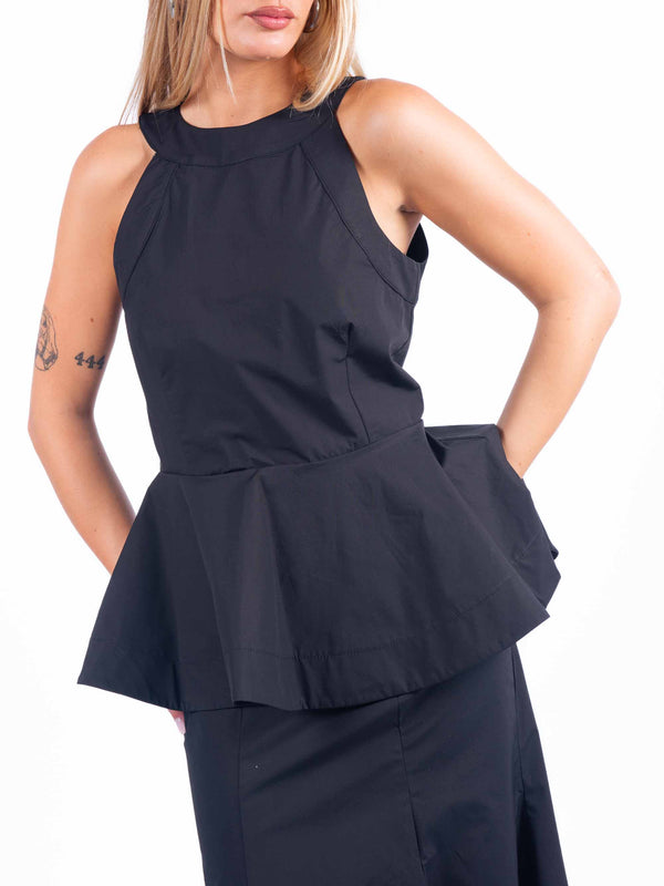 Top Peplo Halter Nero da donna Tensione in