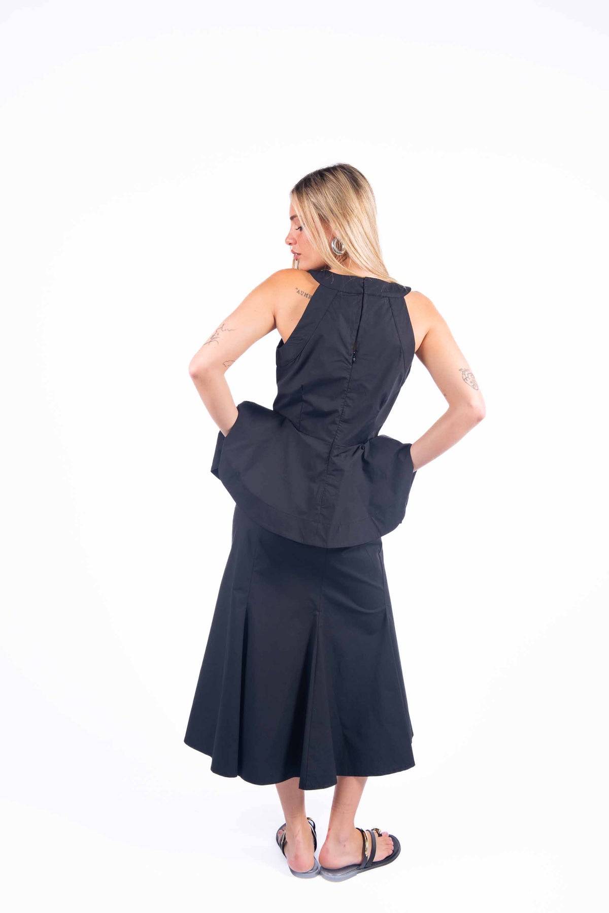 Top Peplo Halter Nero donna Tensione in - 3
