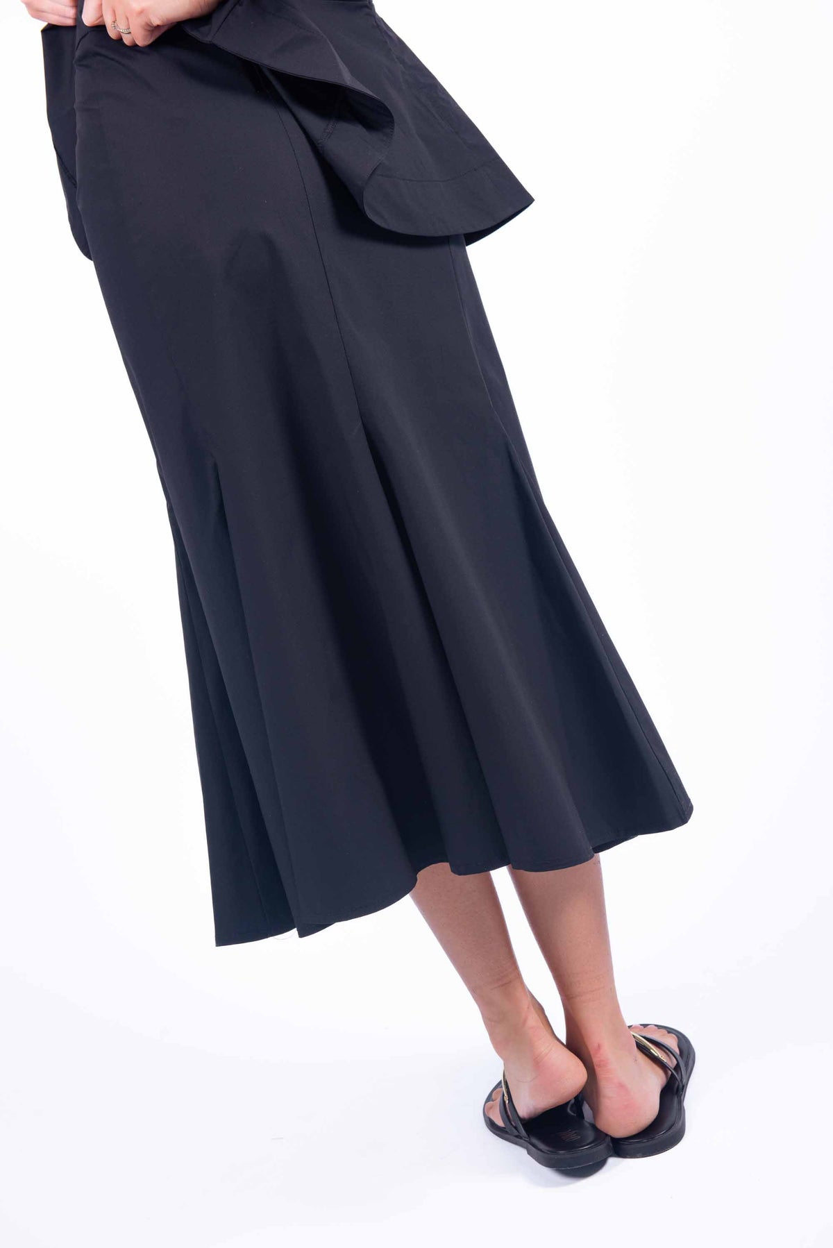 Gonna Midi Svasata Nera donna Tensione in - 3