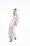 Pantaloni Misto Lino a Righe donna Tensione in - 5