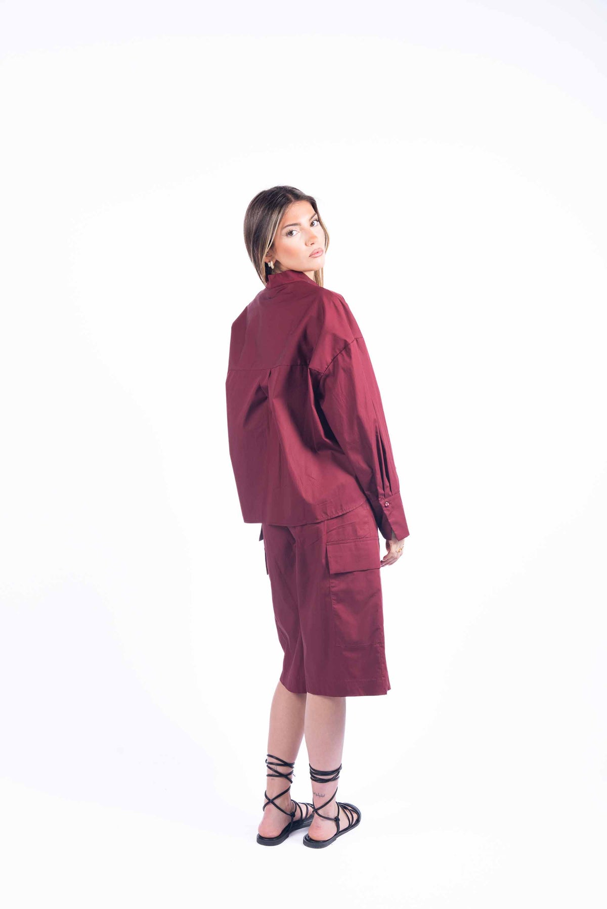 Camicia Crop Bordeaux donna Tensione in - 2