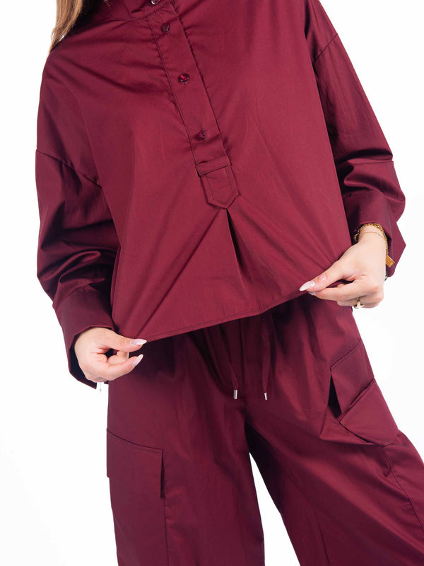Camicia Crop Bordeaux da donna Tensione in