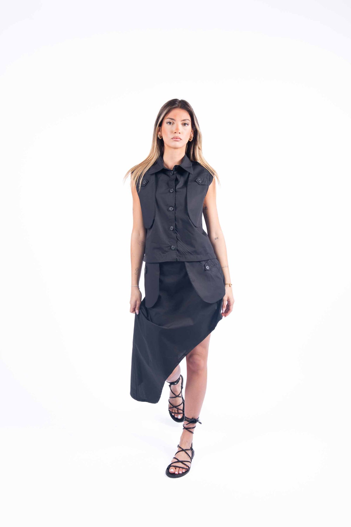Gonna Asimmetrica Nera donna Tensione in - 2