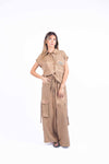 Pantaloni Cargo in Cupro donna Tensione in - 5