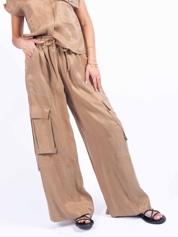 Pantaloni Cargo in Cupro da donna Tensione in