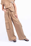 Pantaloni Cargo in Cupro donna Tensione in - 1