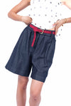 Bermuda in Chambray con Cintura donna Tensione in - 4