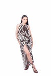 Gonna Incrociata con Stampa Animalier Panna/Marrone donna Tensione in - 5