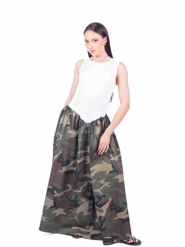 Abito Lungo Combinato Camouflage da donna Tensione in
