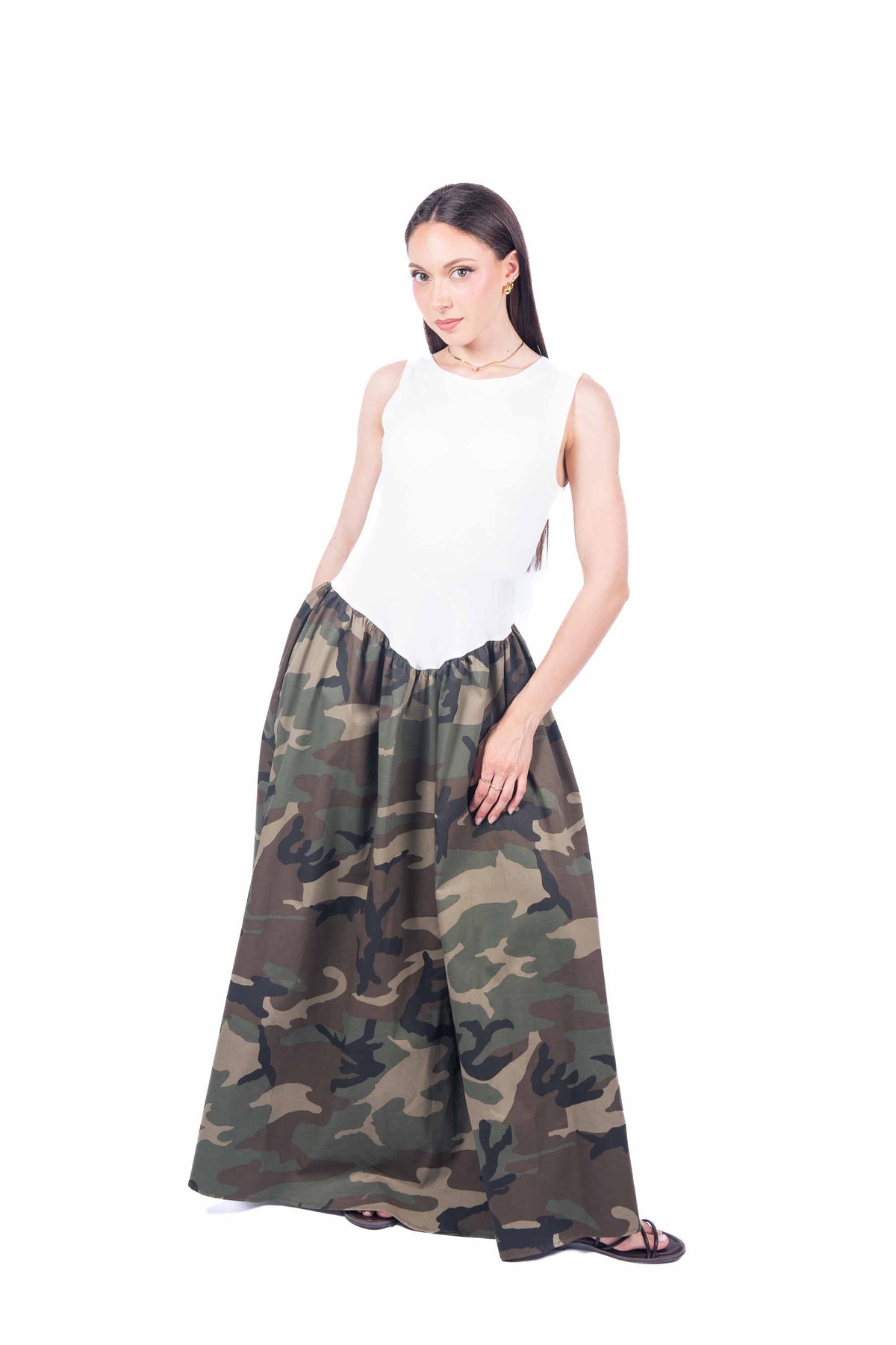 Abito Lungo Combinato Camouflage donna Tensione in - 1