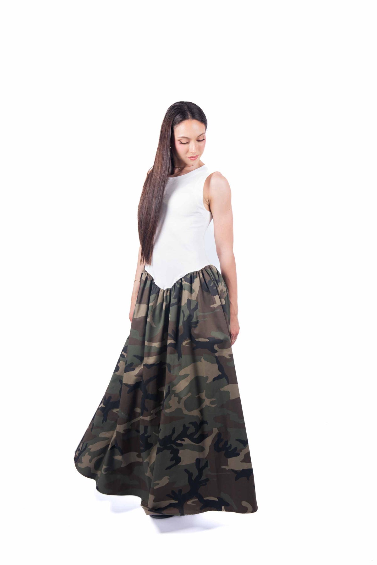 Abito Lungo Combinato Camouflage donna Tensione in - 5