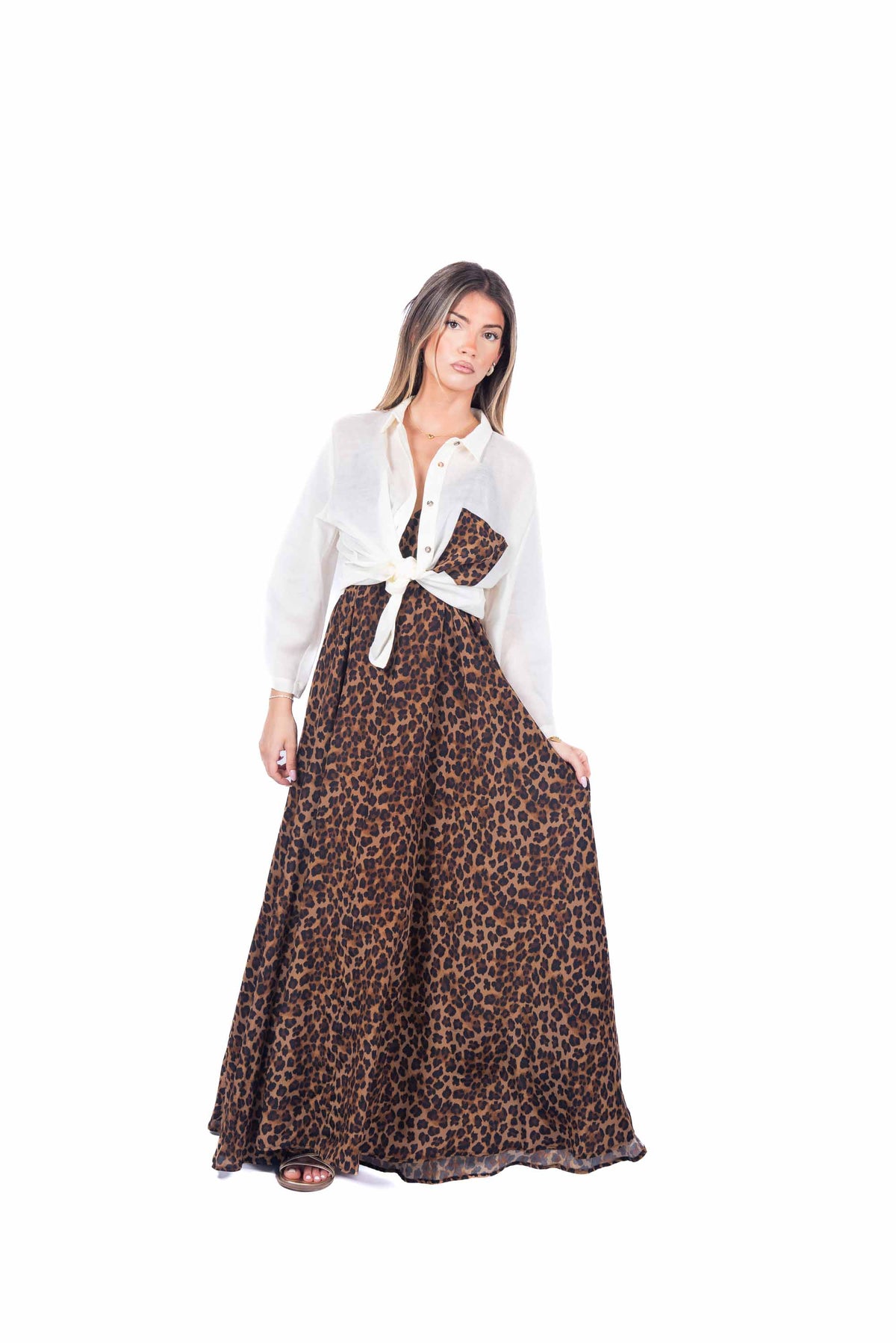 Camicia Panna con Tasca Animalier donna Tensione in - 2