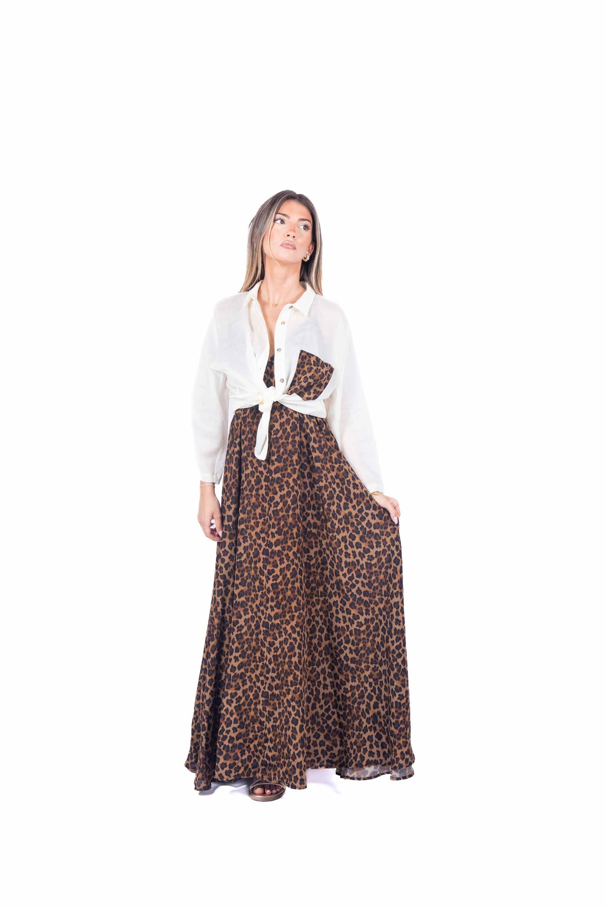 Camicia Panna con Tasca Animalier donna Tensione in - 3