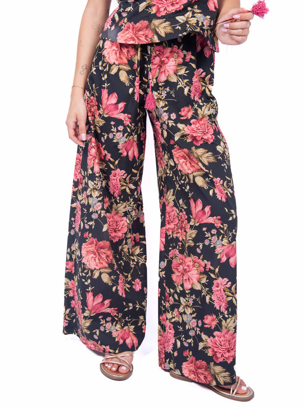 Pantaloni Fluidi Stampa Floreale da donna Tensione in