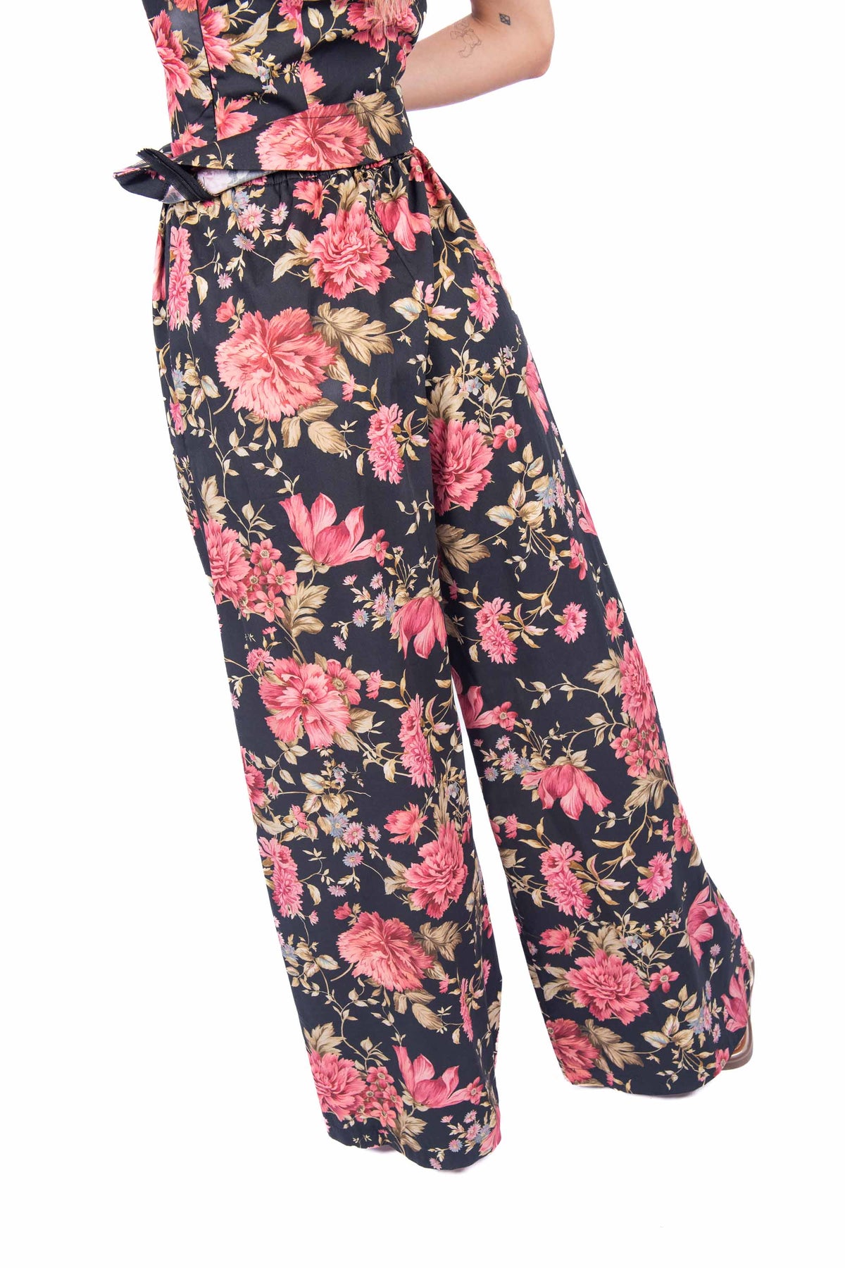 Pantaloni Fluidi Stampa Floreale donna Tensione in - 4