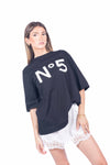 Maxi T-shirt Combinata con Sangallo donna Tensione in - 3