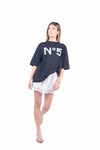 Maxi T-shirt Combinata con Sangallo donna Tensione in - 6