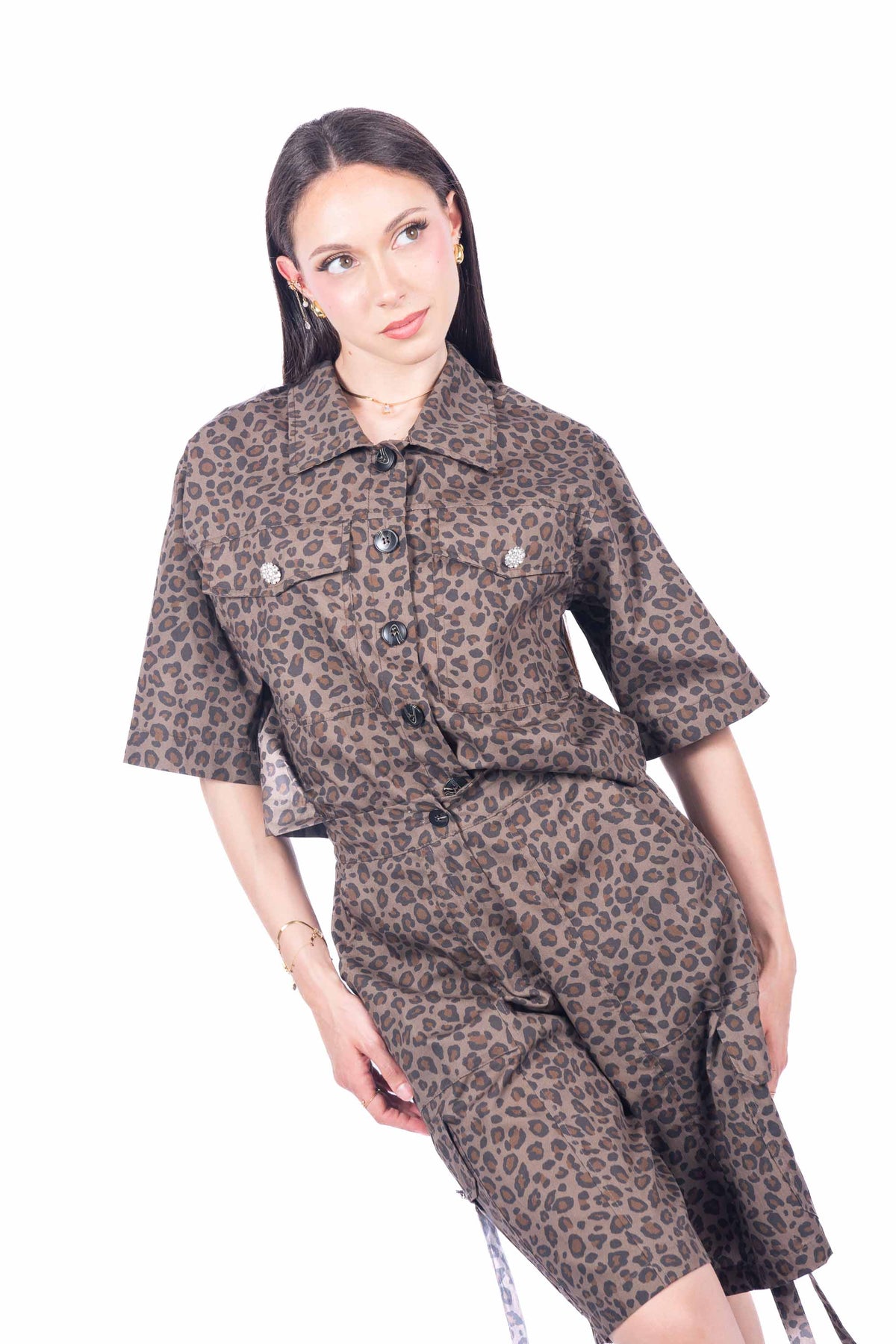 Camicia Crop Animalier donna Tensione in - 1