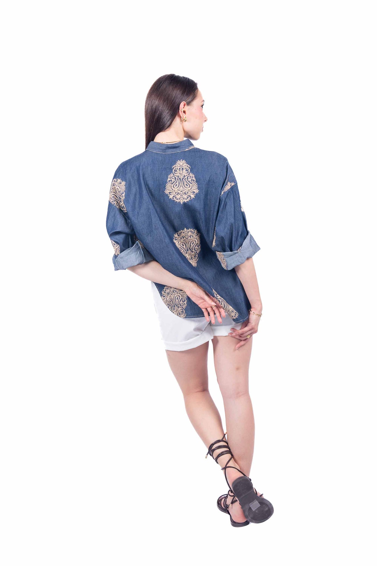 Camicia Chambray con Ricami donna Tensione in - 3