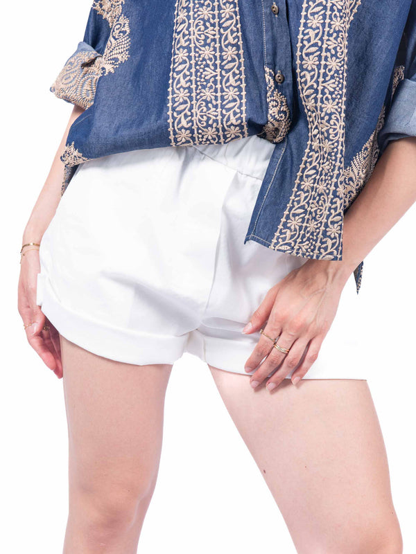 Shorts Bianchi con Elastico da donna Tensione in
