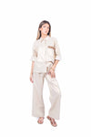 Camicia Beige Laminata con Paillettes donna Tensione in - 5