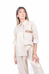 Camicia Beige Laminata con Paillettes donna Tensione in - 4