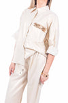 Camicia Beige Laminata con Paillettes donna Tensione in - 1
