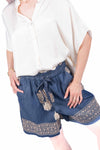 Bermuda in Chambray con Ricami donna Tensione in - 2