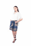 Bermuda in Chambray con Ricami donna Tensione in - 3