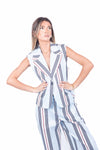 Gilet a Righe Celeste donna Tensione in - 1