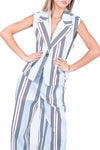 Gilet a Righe Celeste donna Tensione in - 4