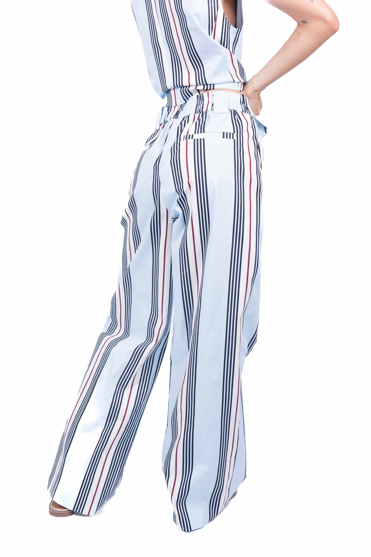Pantaloni a Righe Celeste donna Tensione in - 4