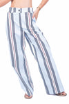 Pantaloni a Righe Celeste donna Tensione in - 1